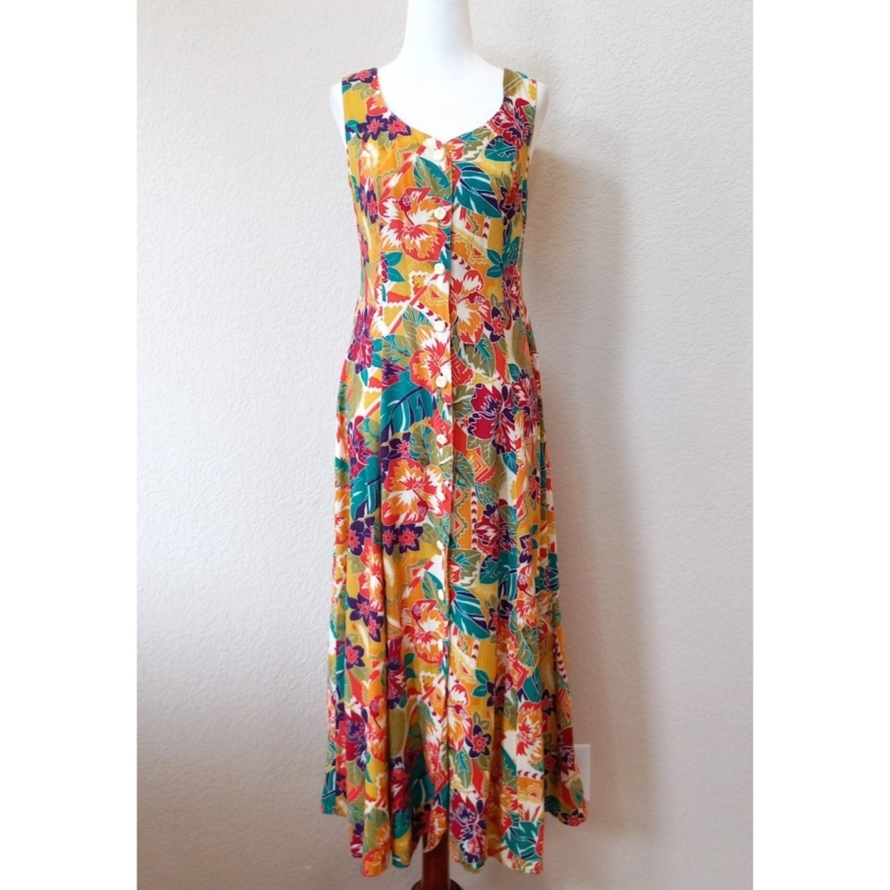 Marnie West vintage 90s floral button down midi dress